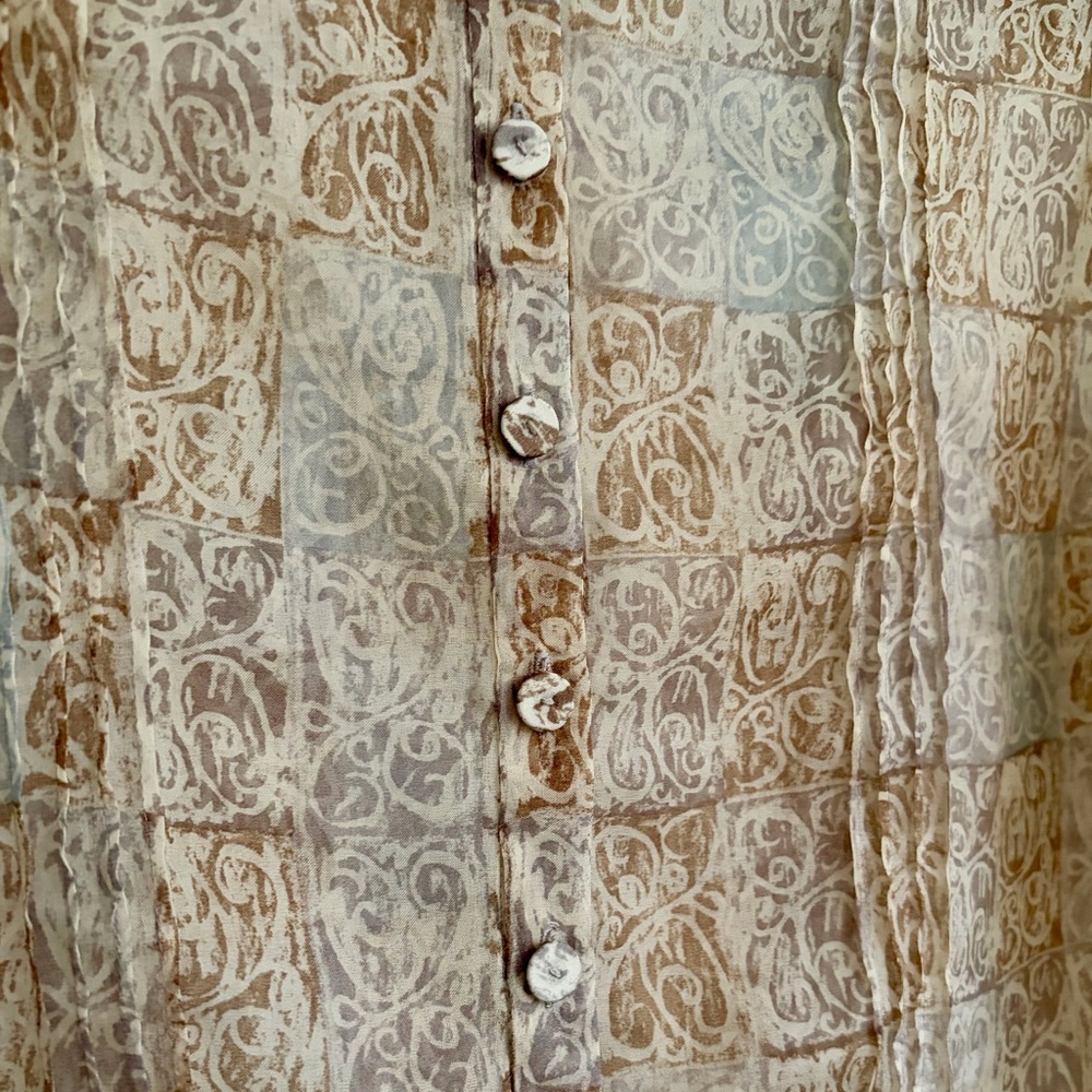 Vintage PORTS 1961 100% Silk Neutral Sheer Blouse w/ Metallics, SZ 8-10 EUC - Picture 9 of 9